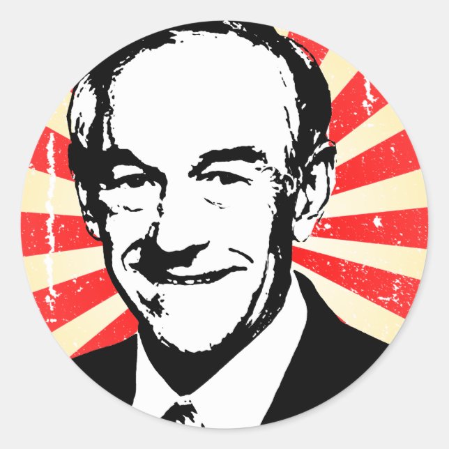 Sticker Rond Ron Paul Propaganda (Devant)