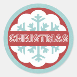 Sticker Rond Rond moderne Bleu Joyeux Petit Noël