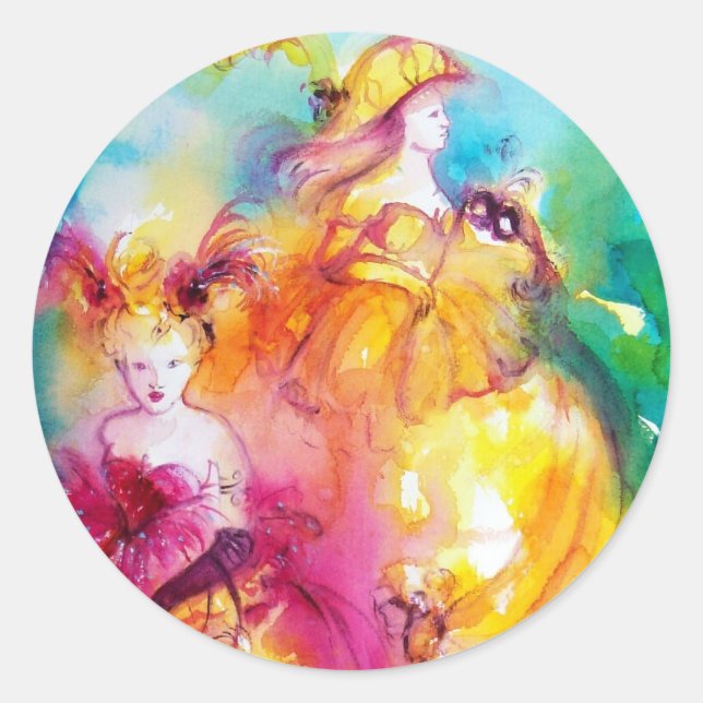 Sticker Rond RONDO EN LAGON / Bal mascarade vénitienne (Devant)