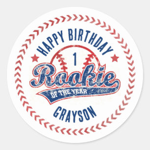 Sticker Rond Rookie de baseball de l'année 1er fête d'anniversa