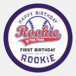 Sticker Rond Rookie de l'année 1er anniversaire baseball