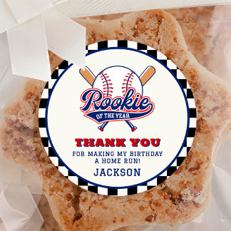 Sticker Rond Rookie De L'Année Baseball Custom Anniversaire Fêt