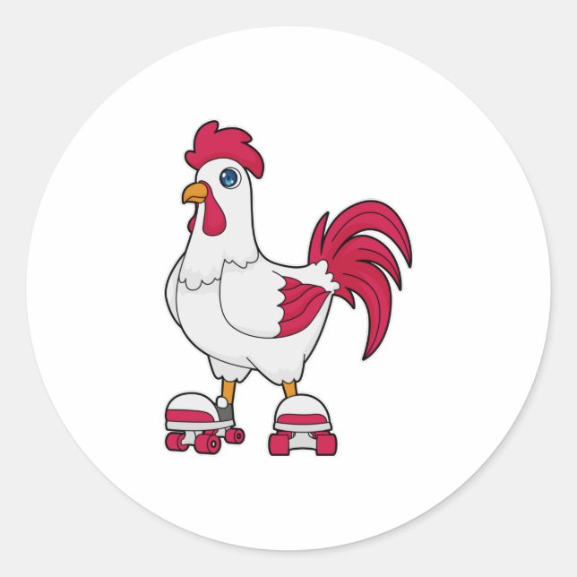 Sticker Rond Rooster à Patinage en ligne avec Roller skates (Devant)