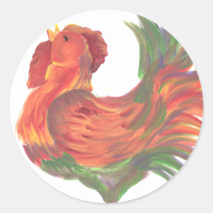 Sticker Rond Rooster de courtage de campagne coloré