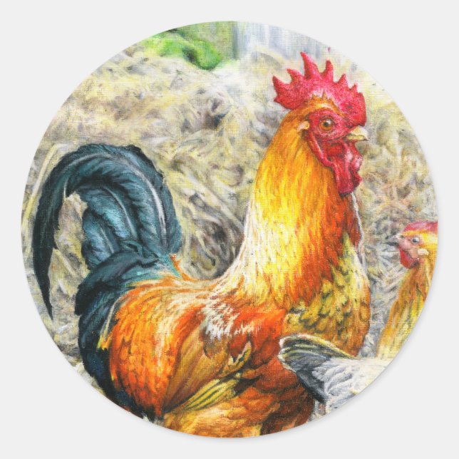 Sticker Rond Rooster Fière (Devant)