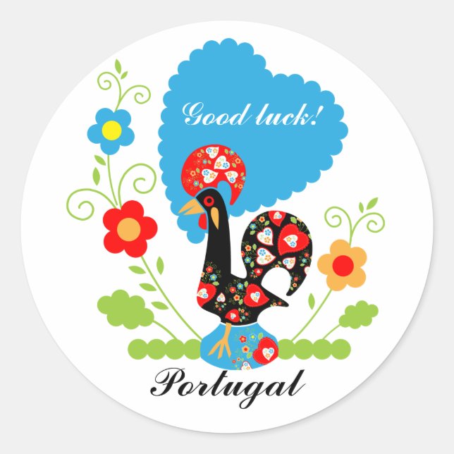 Sticker Rond Rooster portugais (Devant)