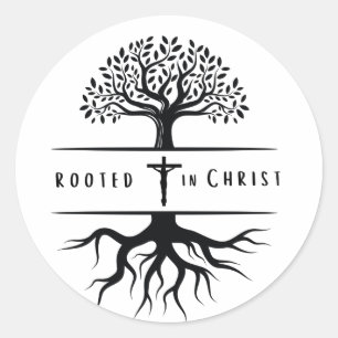 Sticker Rond Rooted in Christ