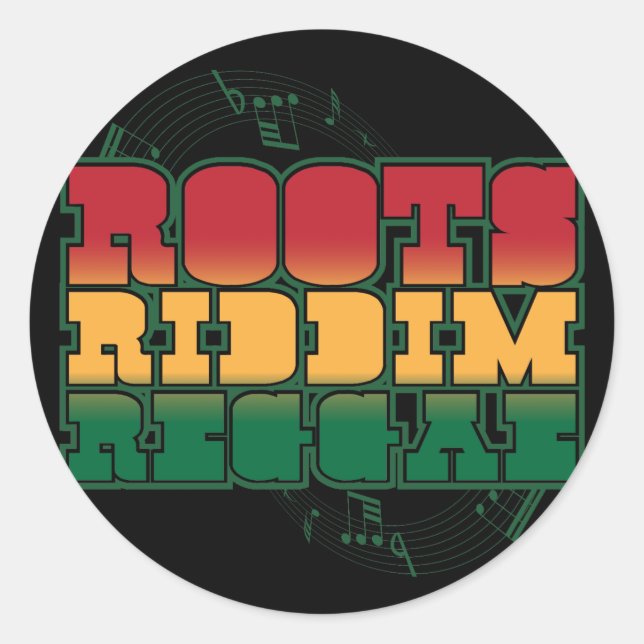 Sticker Rond Roots Riddim Reggae (Devant)