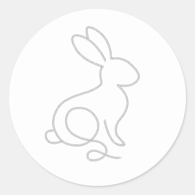 Sticker Rond Rope Lapin Lapin Minimal Moderne 1er Anniversaire (Devant)