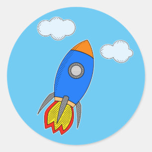 Sticker Rond Roquette D'Espace De Cartographie Dans Le Ciel Ble