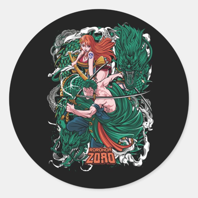 Sticker Rond Roronoa Zorro One Piece (Devant)