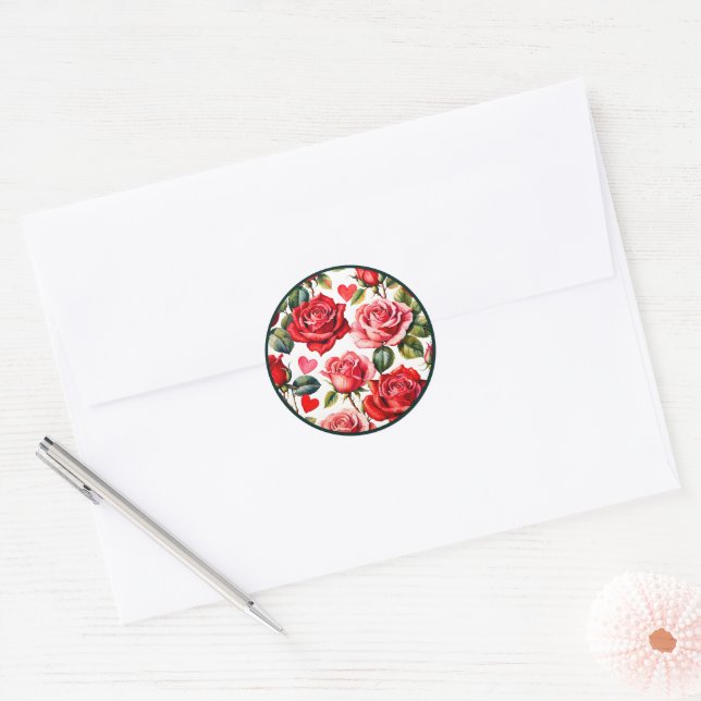Sticker Rond Rose (Enveloppe)