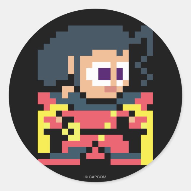 Sticker Rond rose 8 bits (Devant)