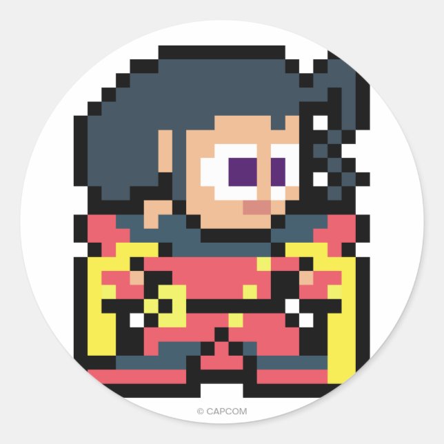 Sticker Rond rose 8 bits (Devant)