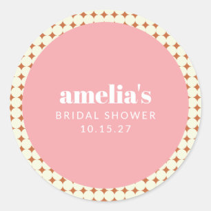 Sticker Rond Rose Ancien Douche de Mariée Personnalisée avec Po