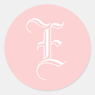 Sticker Rond Rose anglais de style d'autocollant du monogramme