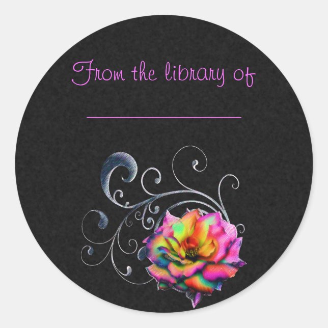 Sticker Rond Rose arc-en-ciel tourbillonnant (Devant)