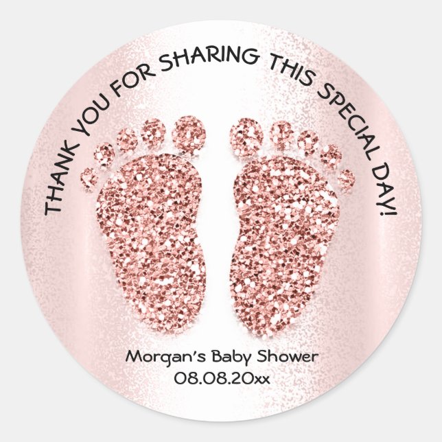 Sticker Rond Rose bébé pieds fille garçon douche Favoriser Merc (Devant)