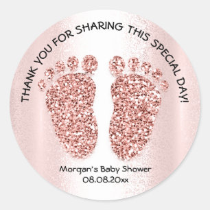 Sticker Rond Rose bébé pieds fille garçon douche Favoriser Merc