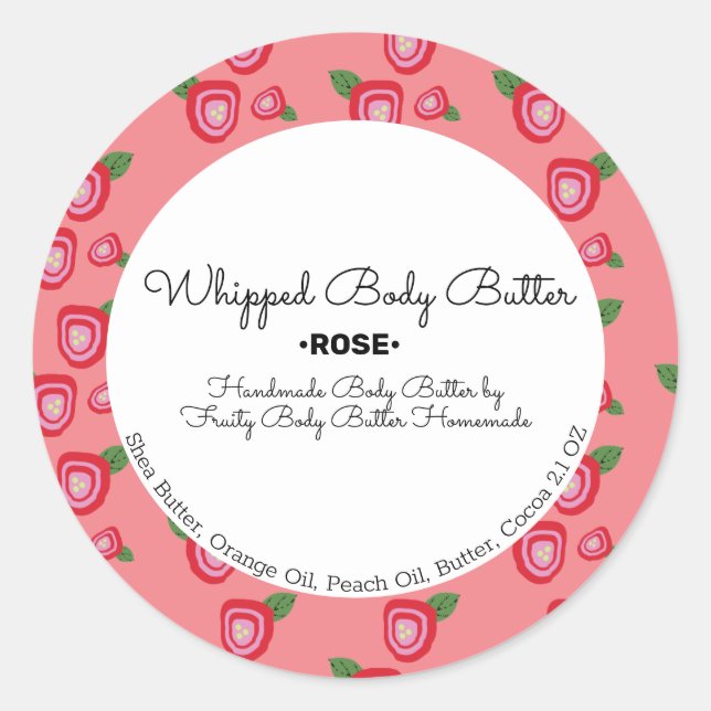Sticker Rond Rose Beurre Bain marque emballage (Devant)