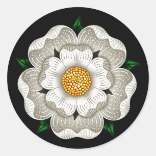 Sticker Rond Rose blanc de York