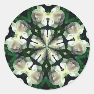 Sticker Rond Rose blanche Art Abstrait