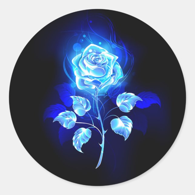 Sticker Rond Rose bleu brûlant (Devant)