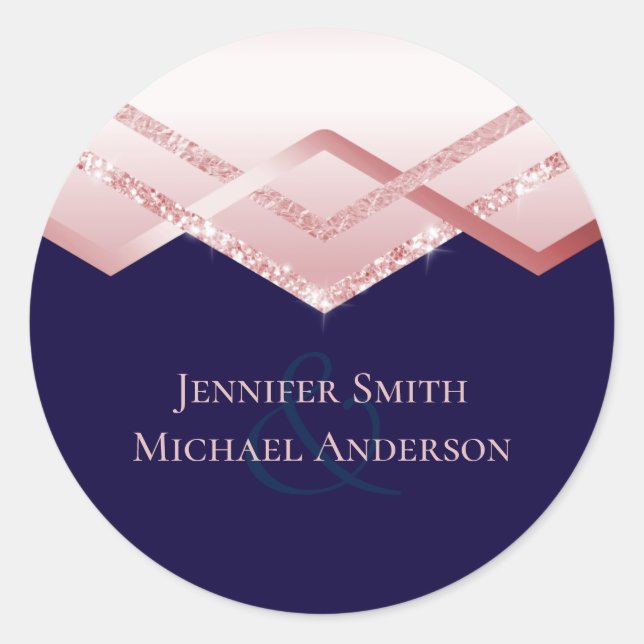 Sticker Rond Rose budget Gold Foil Look Mariage géométrique (Devant)