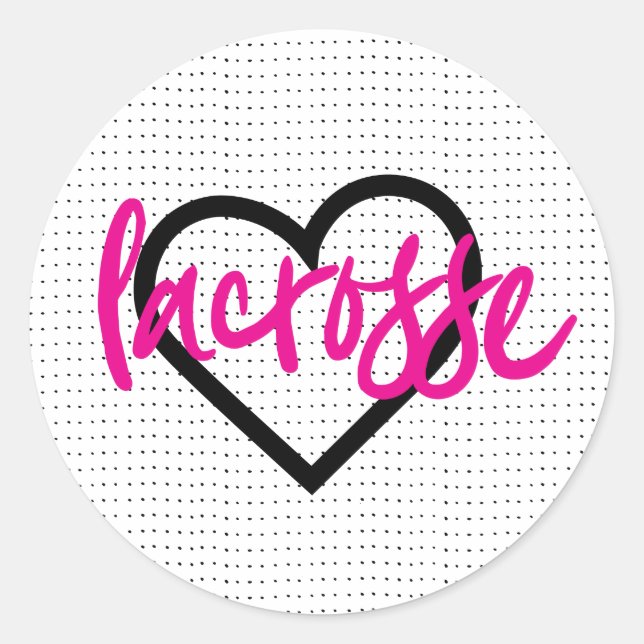 Sticker Rond Rose chaud sur coeur de crosse blanche (Devant)