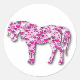 Sticker Rond Rose - Cheval de Coeur