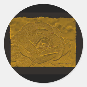 Sticker Rond Rose d'apparence Gold Emboss