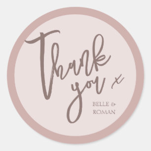 Sticker Rond Rose de calligraphie simple Merci d'or Mariage