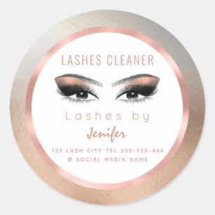 Sticker Rond Rose de feuille d'or maquillage yeux lashes nettoy