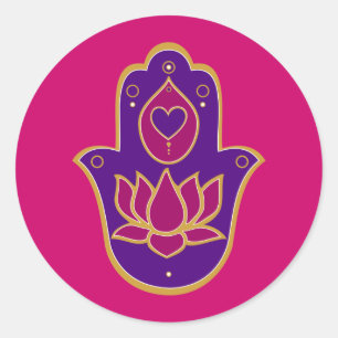 Sticker Rond Rose de Hamsa Lotus de henné