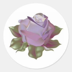 Sticker Rond Rose de lavande Bud avec Feuilles