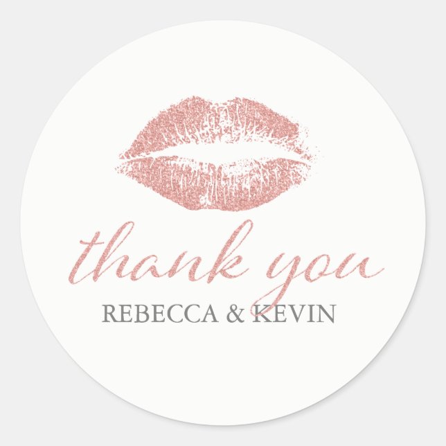 Sticker Rond Rose de lèvres Kiss Parties scintillant or Texture (Devant)