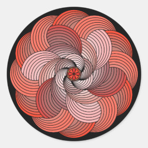 Sticker Rond Rose de ruban Abstrait en corail et noir