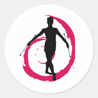 STICKER ROND ROSE DE TWIRLER/NOIR