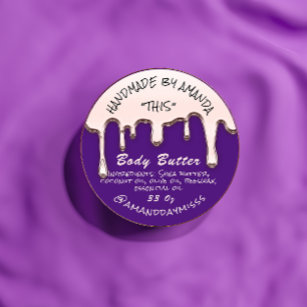 Sticker Rond Rose d'emballage du produit de beurre corporel pou