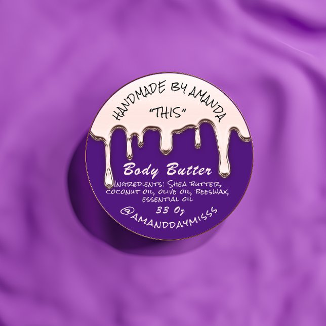 Sticker Rond Rose d'emballage du produit de beurre corporel pou (Créateur téléchargé)