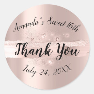 Sticker Rond Rose d'Or Traits de Grâce Merci Douce 16e Chaussu