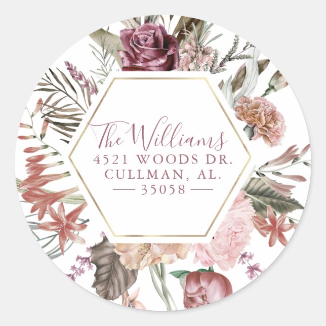 Sticker Rond Rose Dusty Adresse de retour Label Seal (Devant)