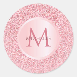 Sticker Rond Rose élégant Gold Parties scintillant Modèle Girl