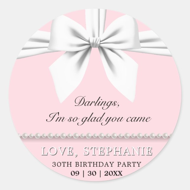 Sticker Rond Rose Élégant Merci Cadeau Tiffany d'Anniversaire (Devant)