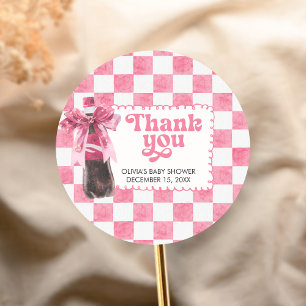 Sticker Rond Rose Elle est prête à éclore Baby Shower