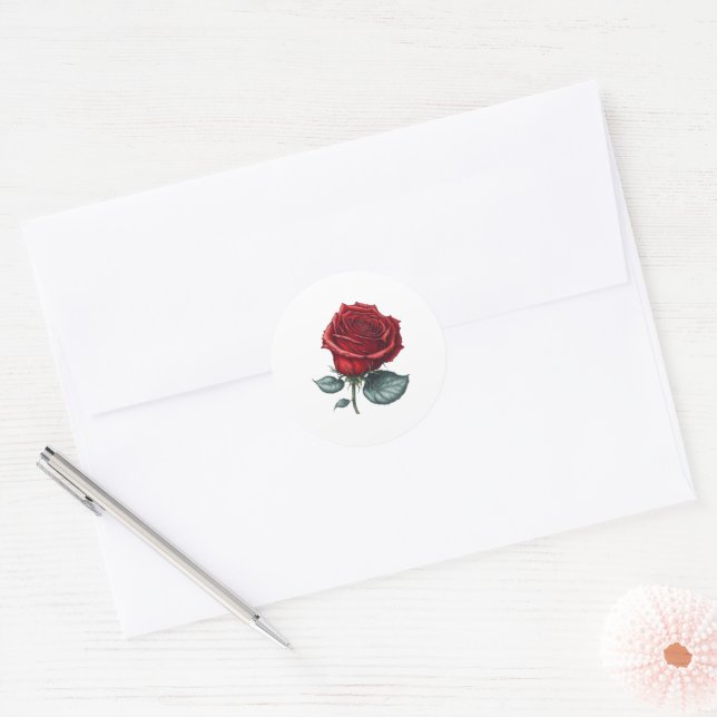 Sticker Rond Rose enchanté (Enveloppe)