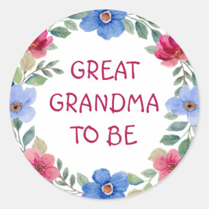 Sticker Rond Rose et bleu Floral Grand Baby shower grand grand-