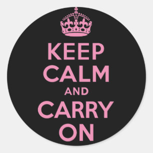 Sticker Rond Rose et noir Gardez le calme et continuer