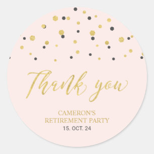 Sticker Rond Rose et or Merci moderne de la retraite favorabl
