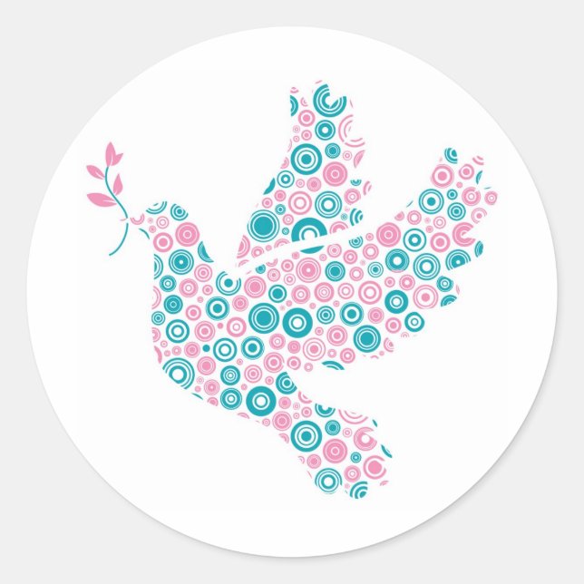 Sticker Rond Rose et Turquoise DOVE (Devant)